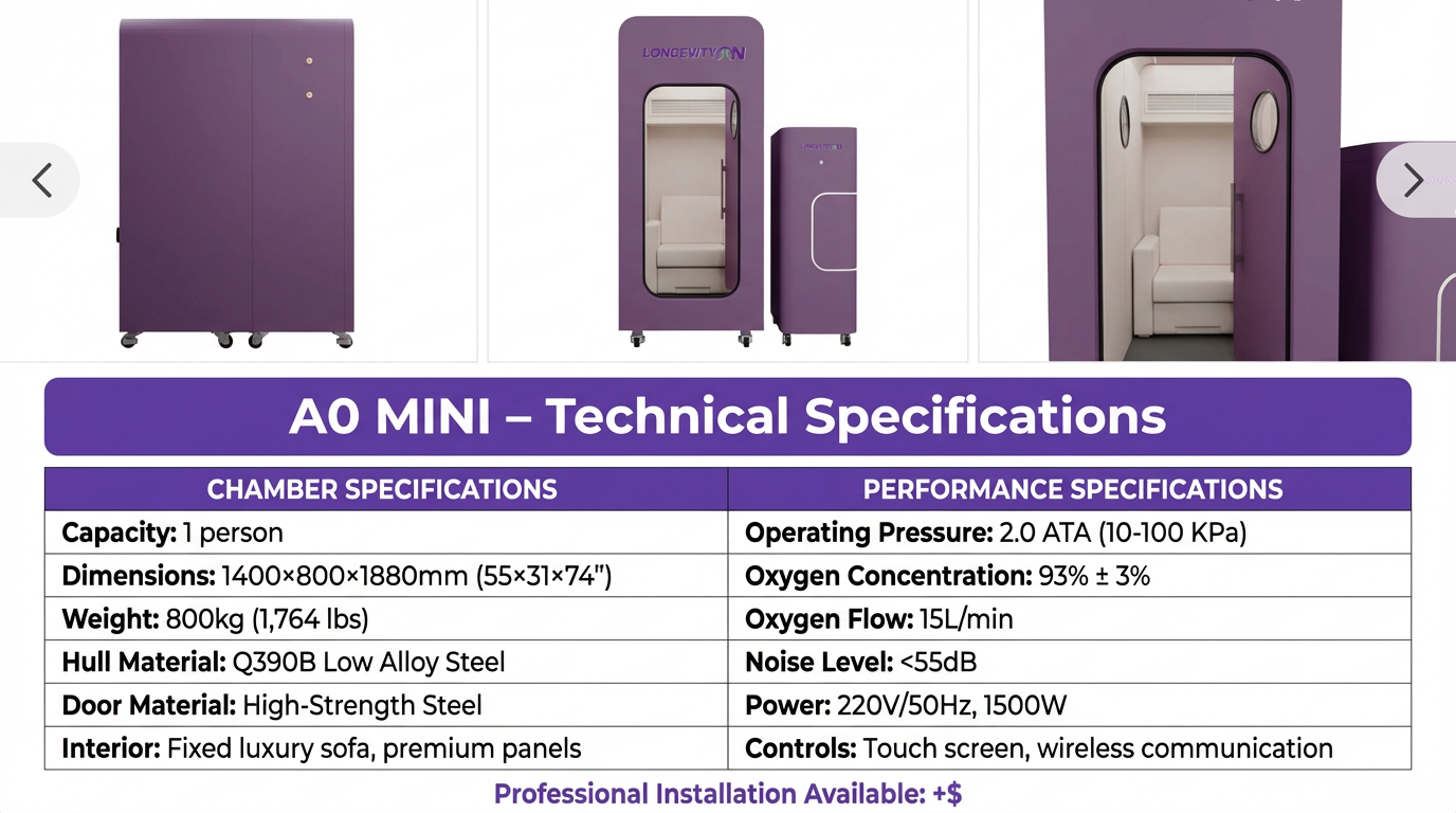 A0 Mini Professional Hard Hyperbaric Chamber 2ATA