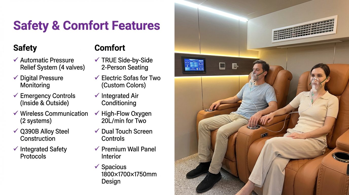 A2 Two-Seater Professional Hard Hyperbaric Chamber 2ATA