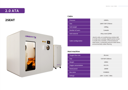 A2 Two-Seater Professional Hard Hyperbaric Chamber 2ATA